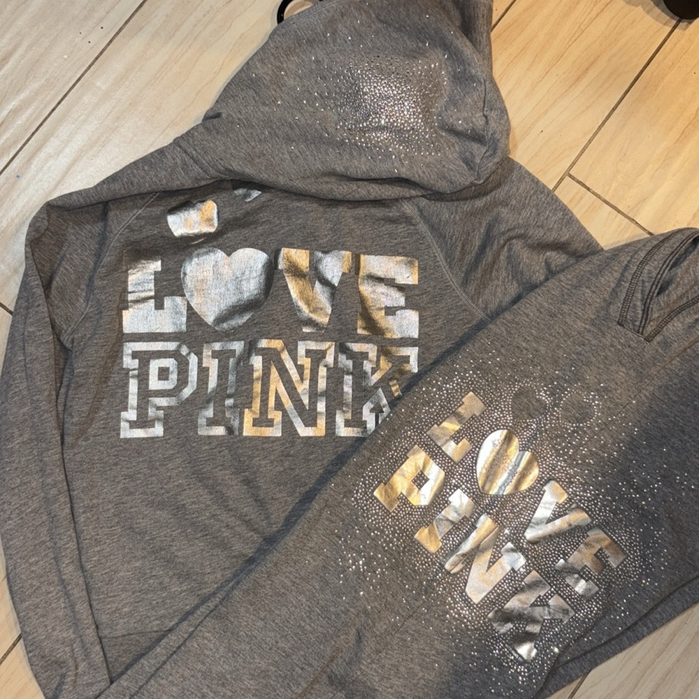 2009 HTF PINK VICTORIAS SECRET GREY BLING RHINESTONE MATCHING SET
